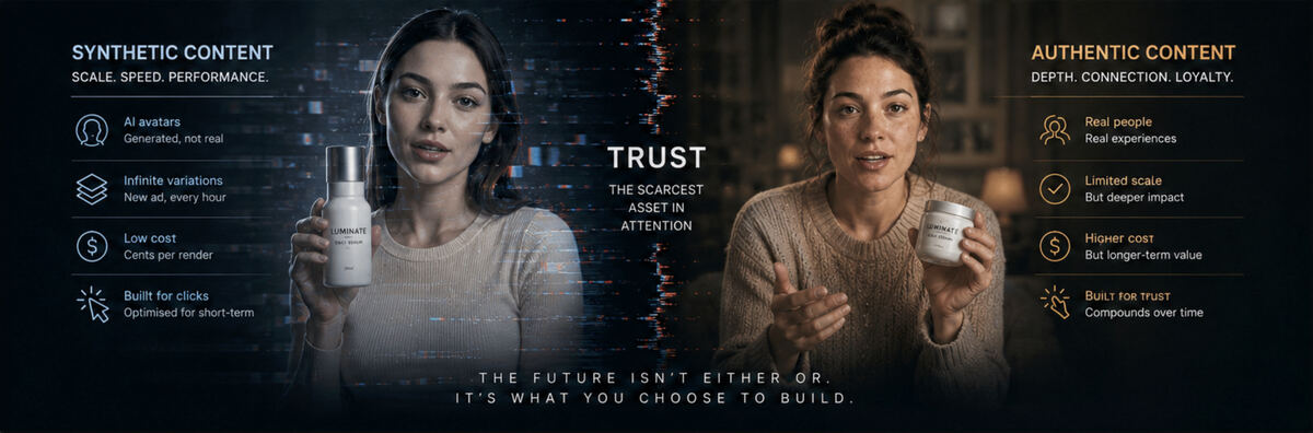 Synthetic content vs authentic content — trust is the scarcest asset in attention