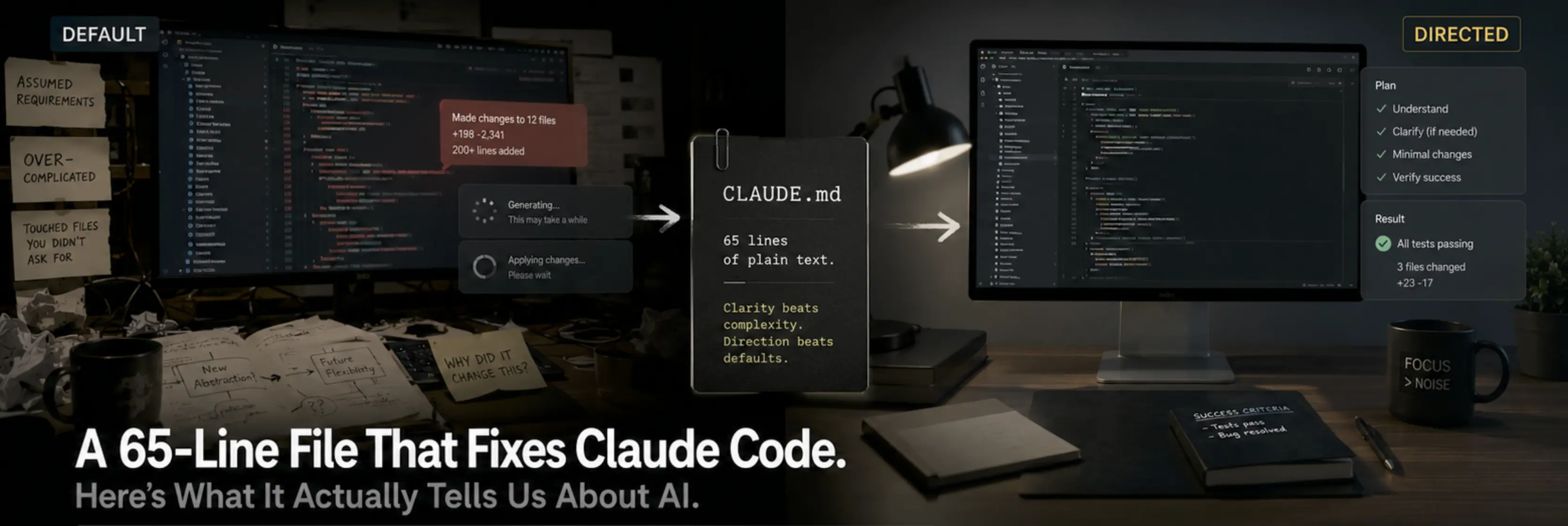 A 65-line CLAUDE.md file that improves Claude Code accuracy from 65% to 94%